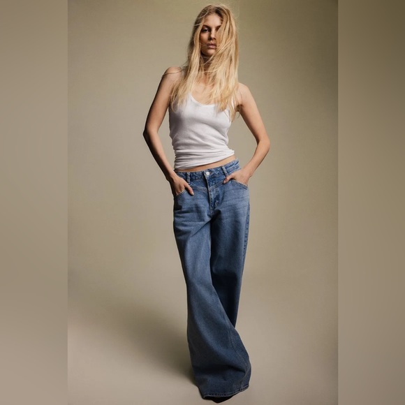 Low Waist Wide Leg Jeans with Seam Details EU40 - Picture 1 of 6